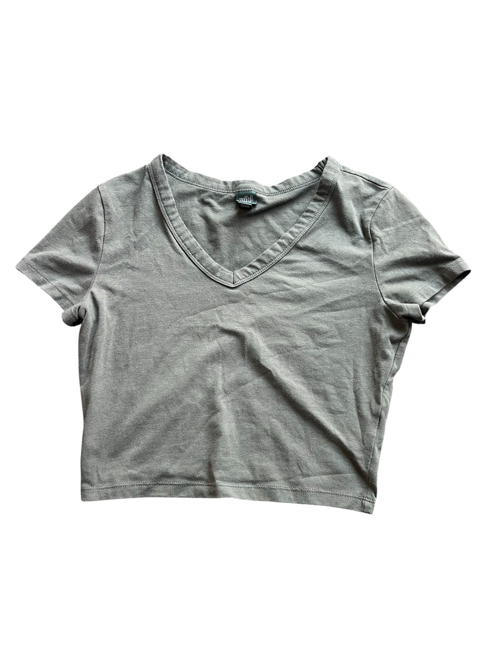 wild fable V-Neck Short Sleeve Crop Top - Olive Green